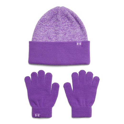 Dziewczęcy zestaw czapka zimowa i rękawiczki Under Armour G Beanie/Glove Combo - fioletowy ze sklepu Sportstylestory.com w kategorii Rękawiczki dziecięce - zdjęcie 175720624