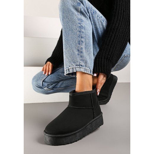 Śniegowce damskie czarne Renee na platformie bez zapięcia casual 