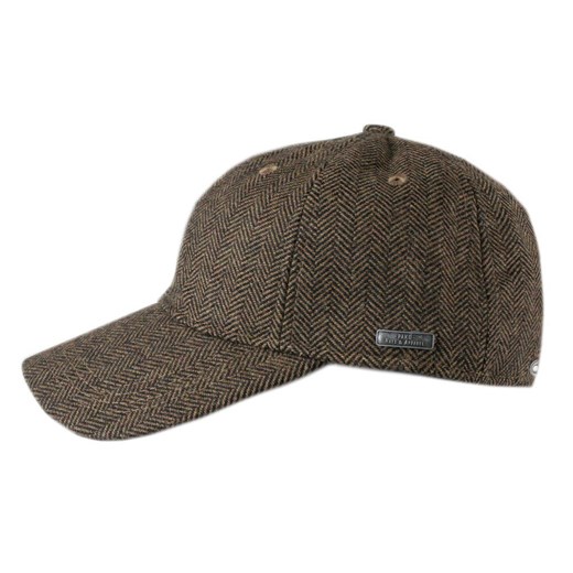 Jesienno Zimowa Czapka z Daszkiem, z Wełną, Jodełka - Pako Jeans - Ciemny Karmel CPAPJNSDASZEK1443 ze sklepu JegoSzafa.pl w kategorii Czapki z daszkiem męskie - zdjęcie 175724210
