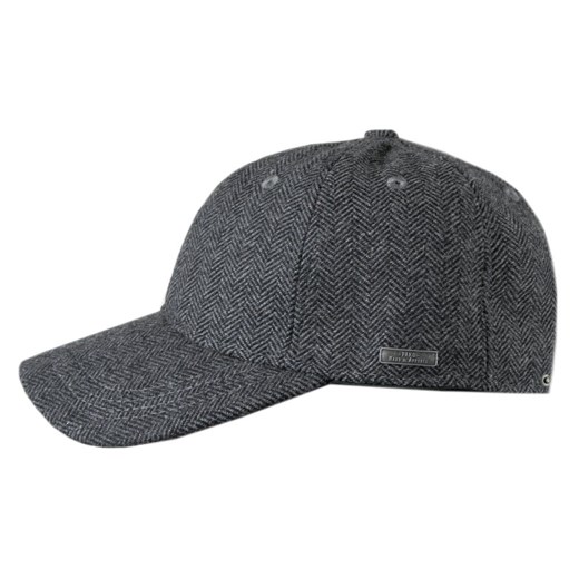 Jesienno Zimowa Czapka z Daszkiem, z Wełną, Jodełka - Pako Jeans - Stalowa CPAPJNSDASZEK1441 ze sklepu JegoSzafa.pl w kategorii Czapki z daszkiem męskie - zdjęcie 175724213