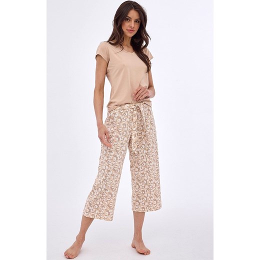 Bawełniana piżama damska 846/395 Suzana, Kolor beżowy-wzór, Rozmiar S, Cornette Cornette S promocja Primodo