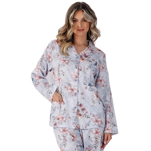 Rozpinana piżama damska Riwa 1523, Kolor błękitny-wzór, Rozmiar L, Leveza ze sklepu Intymna w kategorii Piżamy damskie - zdjęcie 175728460