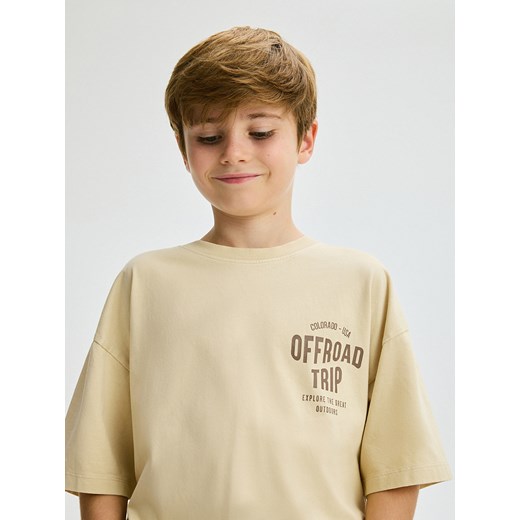 Reserved - Bawełniany t-shirt z nadrukiem - złamana biel Reserved 116 (5-6 lat) Reserved