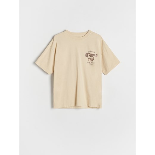 Reserved - Bawełniany t-shirt z nadrukiem - złamana biel Reserved 170 (13-14 lat) Reserved