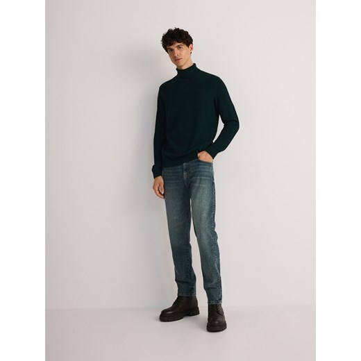 Reserved - Bawełniany sweter z golfem - ciemny turkus Reserved XXL Reserved