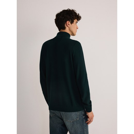 Reserved - Bawełniany sweter z golfem - ciemny turkus Reserved M Reserved