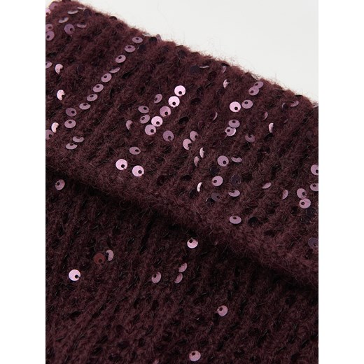 Reserved - Czapka beanie z cekinami - bordowy Reserved ONE SIZE Reserved