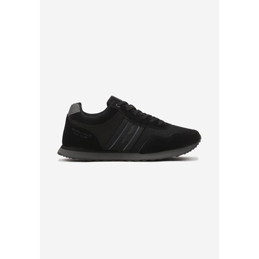 Czarne Płaskie Sznurowane Buty Sportowe Sneakersy Vico z Napisami i Paskami Tinattria ze sklepu born2be.pl w kategorii Buty sportowe męskie - zdjęcie 175730972