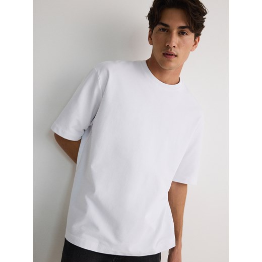 Reserved - T-shirt boxy - biały Reserved S Reserved
