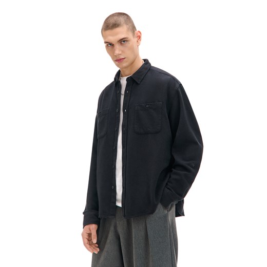 Cropp - Czarna koszula z postrzępieniami - czarny ze sklepu Cropp w kategorii Koszule męskie - zdjęcie 175734794