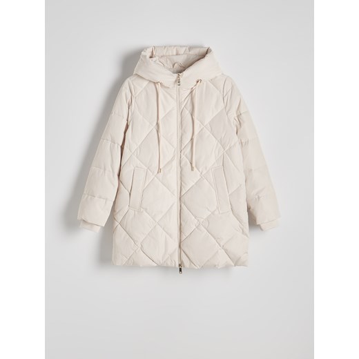 Reserved - Pikowana kurtka z kapturem - złamana biel Reserved M Reserved