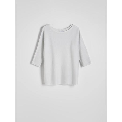 Reserved - Sweter z metalizowaną nitką - srebrny Reserved S Reserved