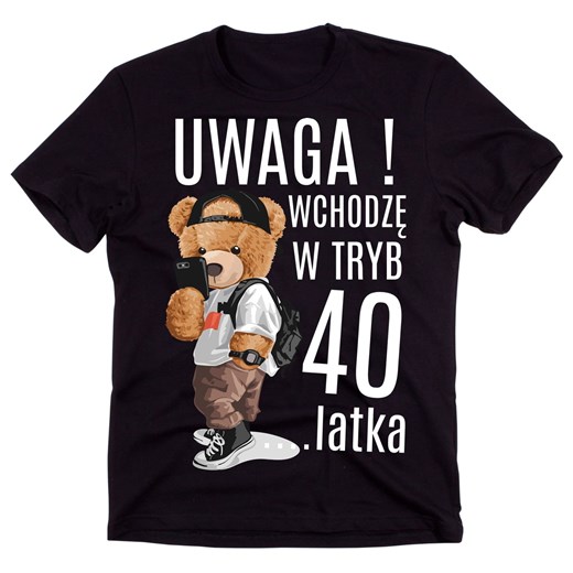 Śmieszna męska koszulka na 40 lat - uwaga wchodzę w tryb 40 latka ze sklepu Time For Fashion w kategorii T-shirty męskie - zdjęcie 175745164