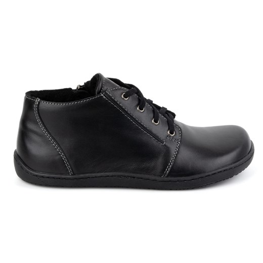 Olivier Buty damskie skórzane Barefoot lekko ocieplone za kostkę z zamkiem 787 czarny czarne ze sklepu ButyModne.pl w kategorii Półbuty damskie - zdjęcie 175746483