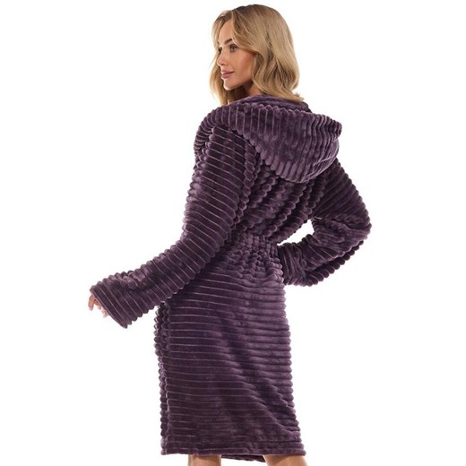 Szlafrok damski z kapturem ametyst 2416 Robin, Kolor ametyst, Rozmiar S, L&amp;L ze sklepu Intymna w kategorii Szlafroki damskie - zdjęcie 175747473
