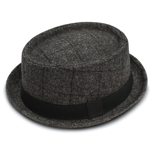 Męski Kapelusz Jesienno-Zimowy, z Wełną, Trilby - Pako Jeans - Ciemny Popiel, Kratka CPAPJNSKAPELUSZzim18 ze sklepu JegoSzafa.pl w kategorii Kapelusze męskie - zdjęcie 175747761