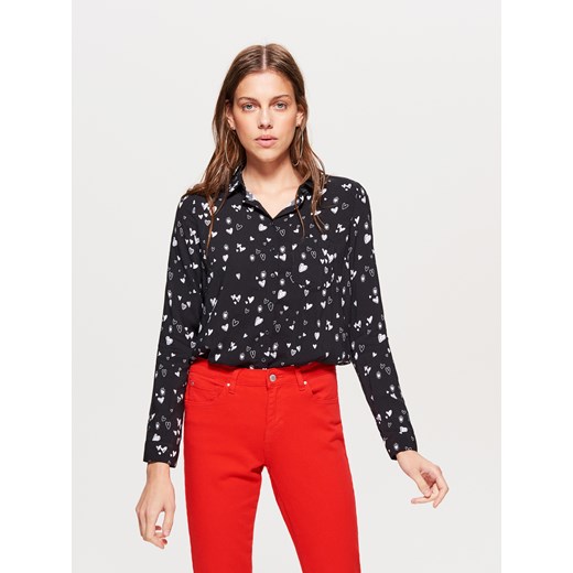 Cropp - Klasyczna koszula z nadrukiem - czarny Cropp XS Cropp promocja