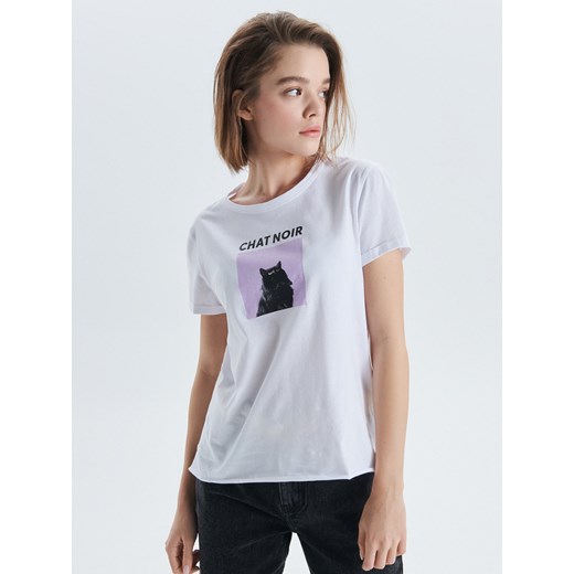 Cropp - Koszulka z nadrukiem - biały Cropp L okazja Cropp