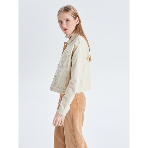 Cropp - Sztruksowa kurtka - kremowy Cropp M okazja Cropp
