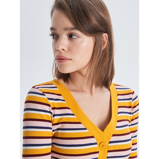 Cropp - Dopasowana sukienka w paski - żółty Cropp XL wyprzedaż Cropp