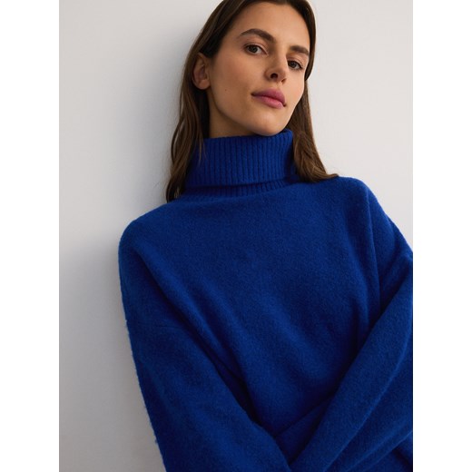 Reserved - Sweter z golfem - niebieski Reserved S Reserved