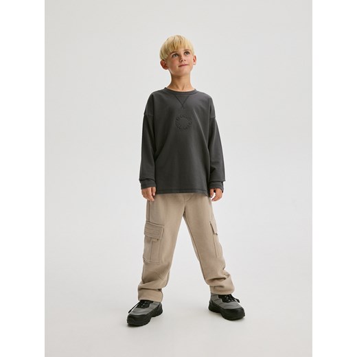 Reserved - Longsleeve oversize - ciemnoszary Reserved 140 (9 lat) Reserved