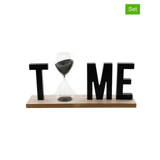 SiL Interiors Figurki dekoracyjne (2 szt.) &quot;Time&quot; w kolorze czarnym - 32 x 12 x 8 cm ze sklepu Limango Polska w kategorii Dekoracje - zdjęcie 175768994