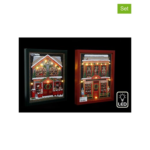 SiL Interiors Lampy dekoracyjne (4 szt.) w kolorze czerwono-zielonym - 25 x 30 cm ze sklepu Limango Polska w kategorii Dekoracje bożonarodzeniowe - zdjęcie 175769010