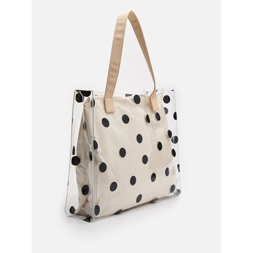 Cropp - Torba shopper z plastikową osłonką - biały Cropp Uniwersalny Cropp wyprzedaż