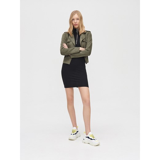 Cropp - Kurtka biker z imitacji zamszu - zielony Cropp XS okazja Cropp