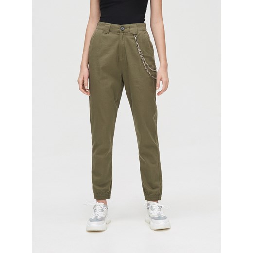 Cropp - Joggery high waist z łańcuchem - zielony Cropp 36 okazyjna cena Cropp