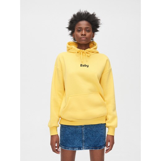 Cropp - Bluza z napisem - żółty Cropp XL wyprzedaż Cropp