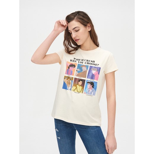 Cropp - Koszulka Disney - kremowy Cropp M okazyjna cena Cropp