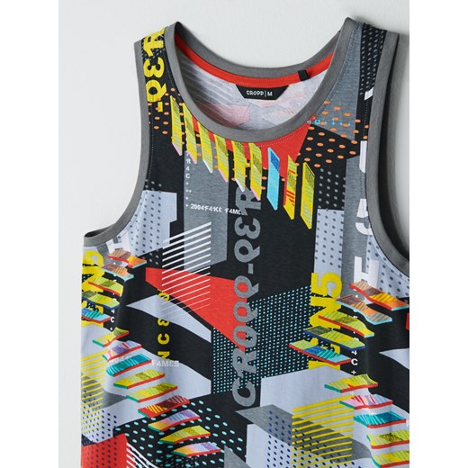 Cropp - Tank top z nadrukiem all over - szary Cropp XXL Cropp