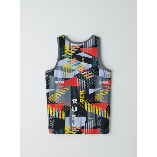 Cropp - Tank top z nadrukiem all over - szary Cropp XXL Cropp
