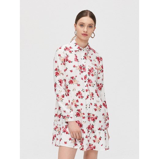 Cropp - Sukienka w kwiaty - kremowy Cropp S Cropp
