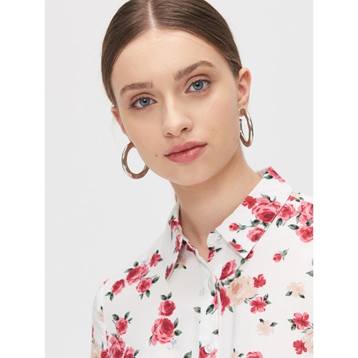 Cropp - Sukienka w kwiaty - kremowy Cropp S Cropp