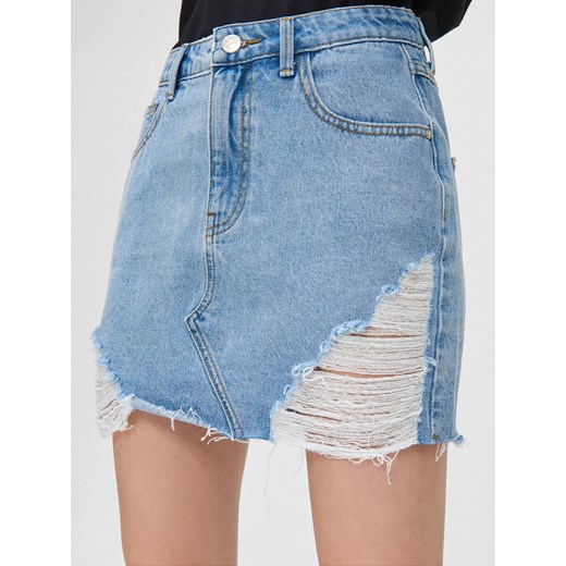 Cropp - Jeansowa spódnica mini - niebieski Cropp XL okazyjna cena Cropp