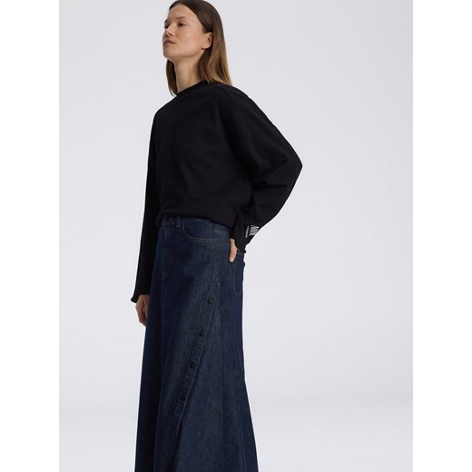 Reserved - Jeansowa spódnica maxi z rozcięciami - granatowy Reserved M Reserved