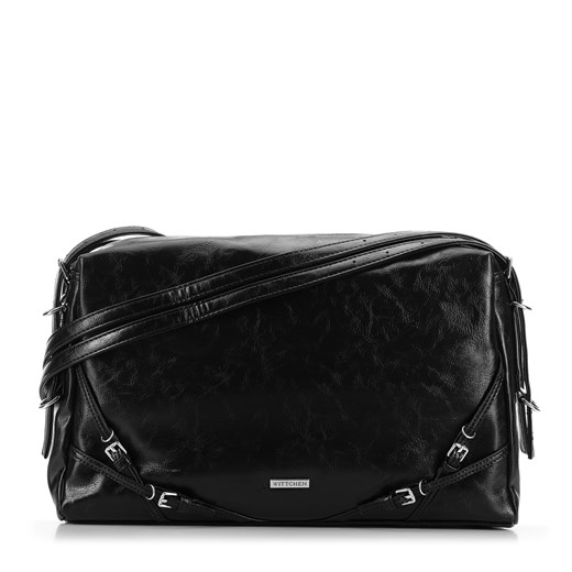 Damska shopperka z ozdobnymi paskami czarna ze sklepu WITTCHEN w kategorii Torby Shopper bag - zdjęcie 175784780