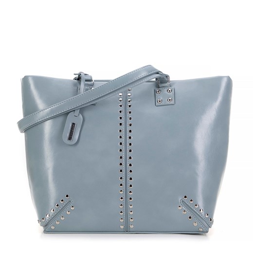 Damska shopperka z nitami i chwostem niebieska ze sklepu WITTCHEN w kategorii Torby Shopper bag - zdjęcie 175784783