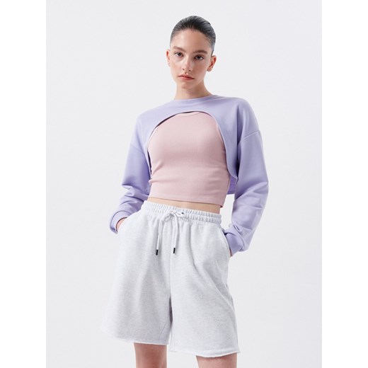 Cropp - Szorty bermudy z wysokim stanem - jasny szary Cropp XL wyprzedaż Cropp