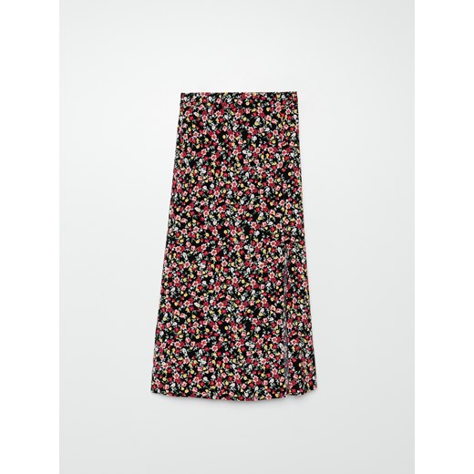 Cropp - Spódnica midi w kwiaty - czarny Cropp S promocja Cropp