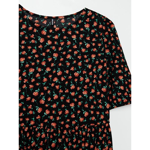Cropp - Sukienka midi w kwiaty - czarny Cropp L okazja Cropp