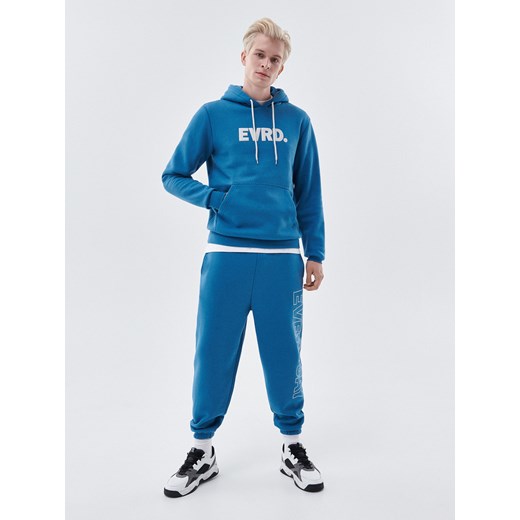 Cropp - Bluza z kapturem i sloganem - niebieski Cropp S Cropp