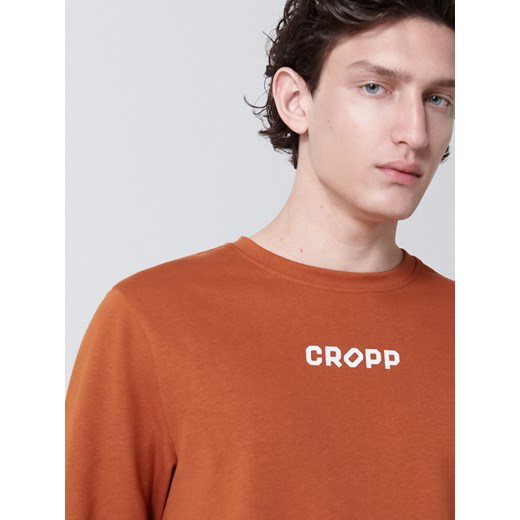 Cropp - Koszulka longsleeve z nadrukiem - brązowy Cropp S okazyjna cena Cropp