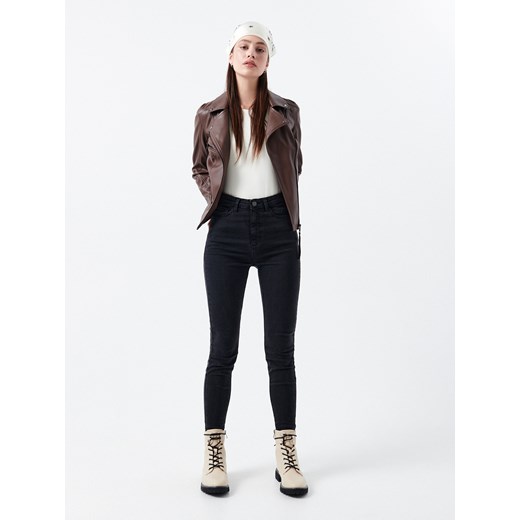 Cropp - Kurtka biker - brązowy Cropp XL Cropp wyprzedaż