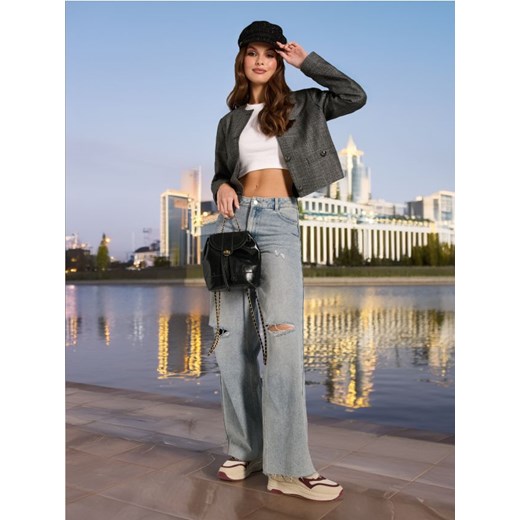Sinsay - Jeansy wide leg - niebieski Sinsay 38 Sinsay