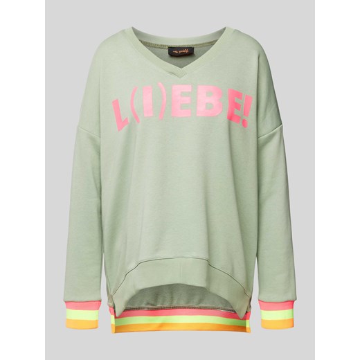 Bluza o kroju oversized z dekoltem w serek model ‘Liebe Hearts’ ze sklepu Peek&Cloppenburg  w kategorii Bluzy damskie - zdjęcie 175816871