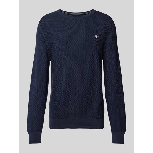 Sweter z dzianiny z fakturowanym wzorem i okrągłym dekoltem ze sklepu Peek&Cloppenburg  w kategorii Swetry męskie - zdjęcie 175816921